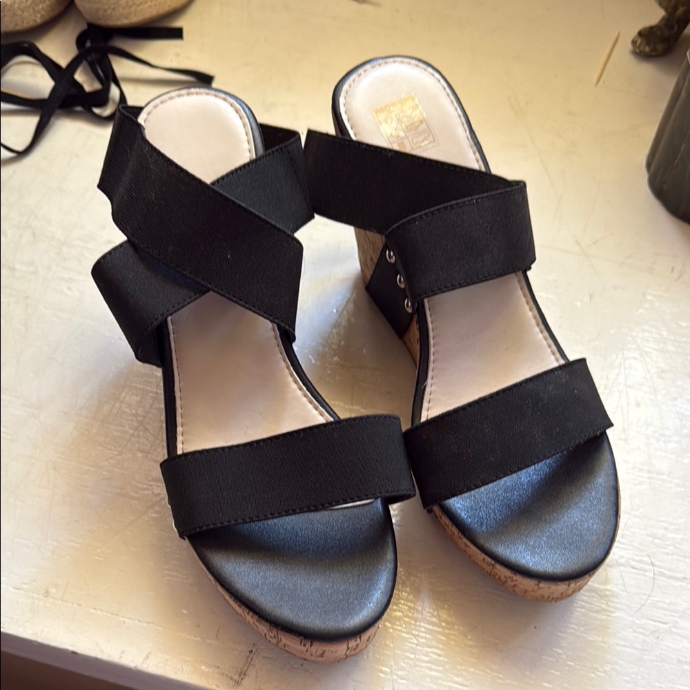 Elegant Black Wedge Sandals